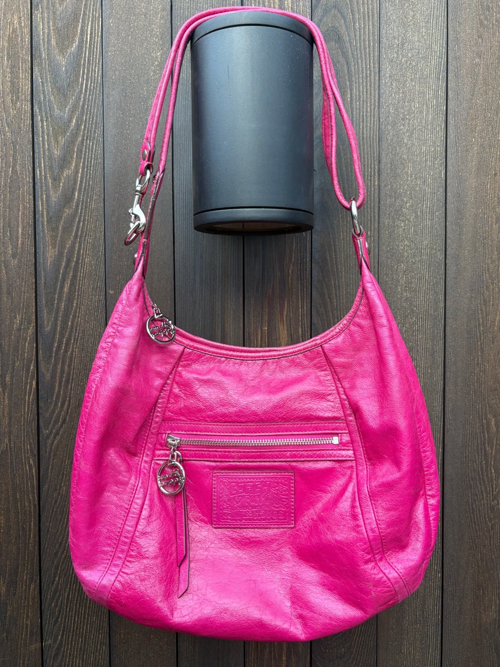 Coach Poppy. Pink Convertible Hobo Bag. 1637: